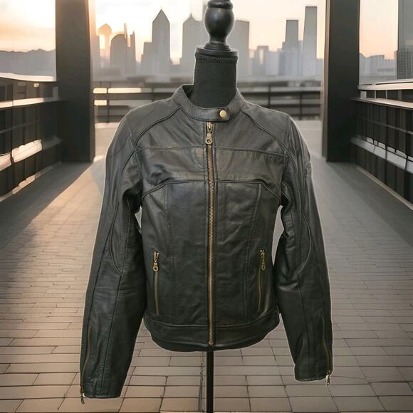 Bilt Women's Leather Padded Biker Motorcycle Jacket Size Large - Picture 1 of 16